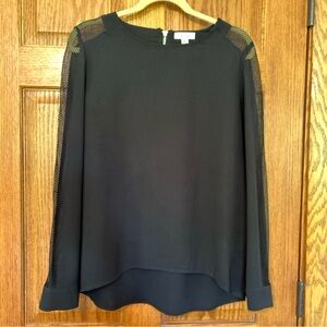 Elegant Black Mesh Sleeve Women's Top